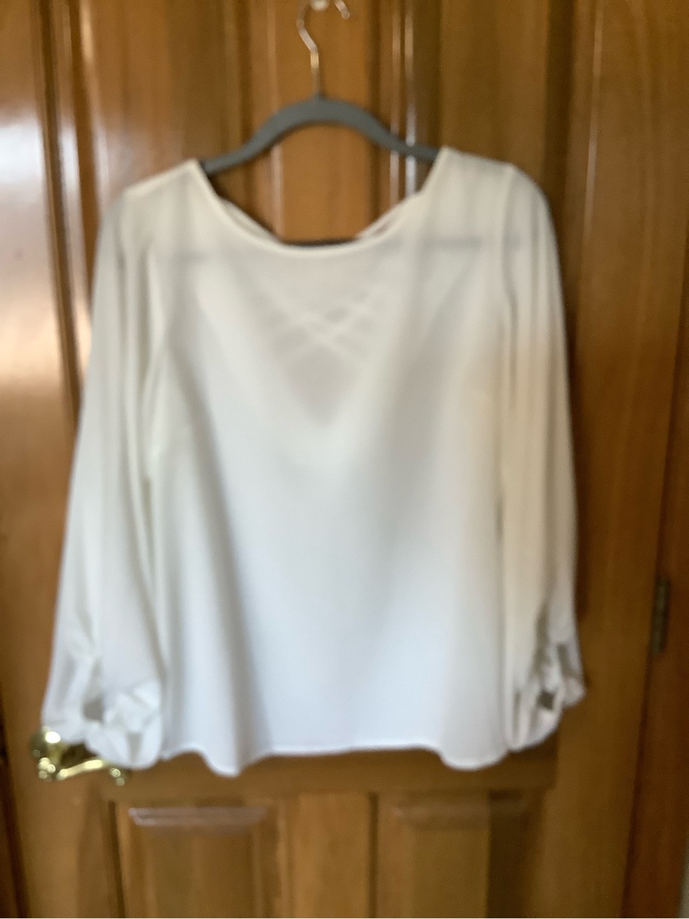 Women’s Cream Long-Sleeve Blouse with Tie Cuff Detail